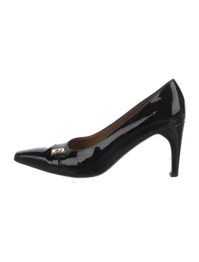 Pre-owned Ferragamo Patent Leather Pumps In Black