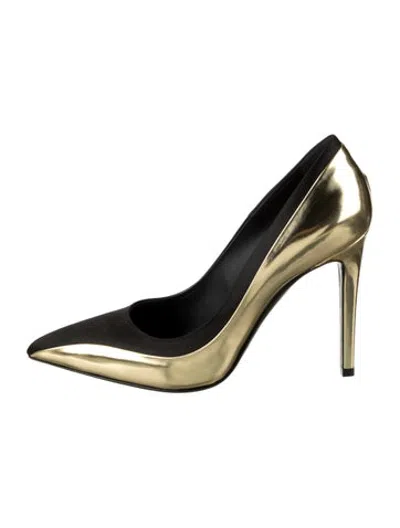 Pre-owned Ferragamo Patent Leather Pumps In Black/gold