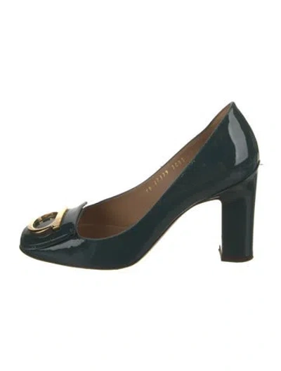 Pre-owned Ferragamo Patent Leather Pumps In Green