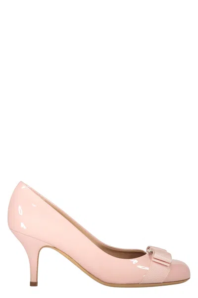 Ferragamo Patent Leather Pumps In Pink
