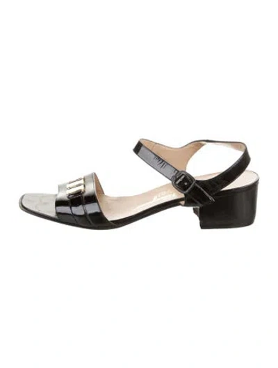 Pre-owned Ferragamo Patent Leather Sandals In Blue