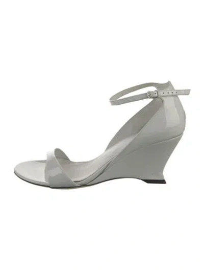 Pre-owned Ferragamo Patent Leather Sandals In Gray
