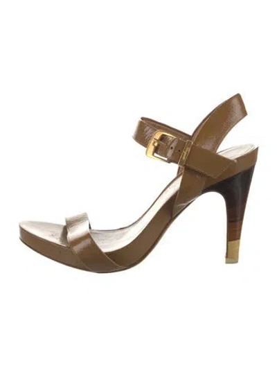 Pre-owned Ferragamo Patent Leather Sandals In Neutral