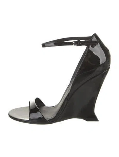 Pre-owned Ferragamo Patent Leather Sandals W/ Tags In Black