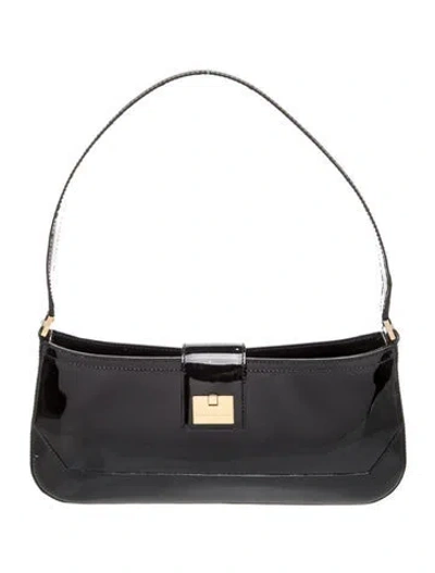 Pre-owned Ferragamo Patent Leather Shoulder Bag In Black