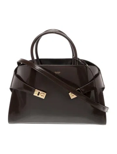 Pre-owned Ferragamo Patent Leather Shoulder Bag Medium In Brown