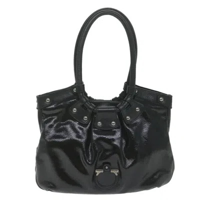 Pre-owned Ferragamo Patent Leather Shoulder Bag () In Black