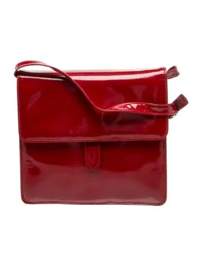 Pre-owned Ferragamo Patent Leather Shoulder Bag In Red