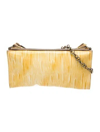 Pre-owned Ferragamo Patent Leather Shoulder Bag In Yellow