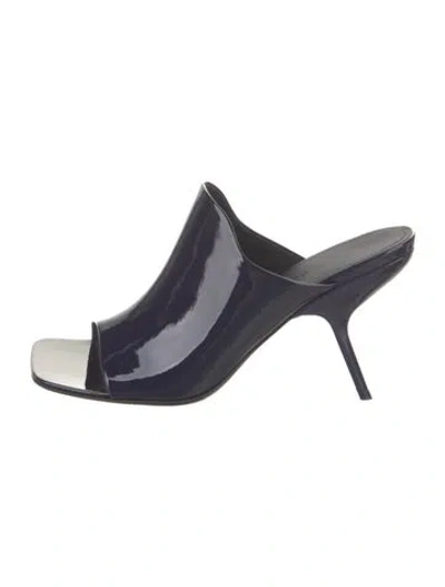 Pre-owned Ferragamo Patent Leather Slides In Blue