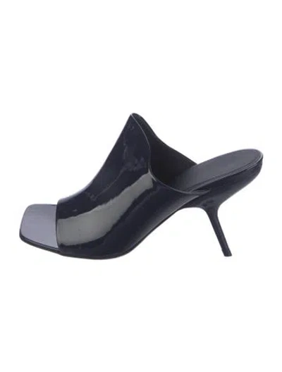 Pre-owned Ferragamo Patent Leather Slides In Blue