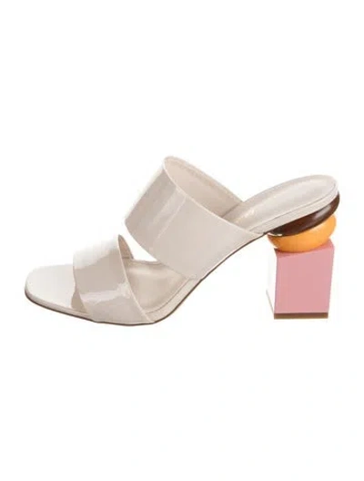 Pre-owned Ferragamo Patent Leather Slides In Neutral