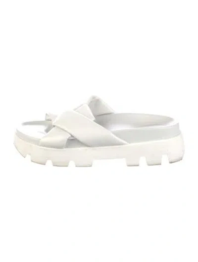 Pre-owned Ferragamo Patent Leather Slides In White
