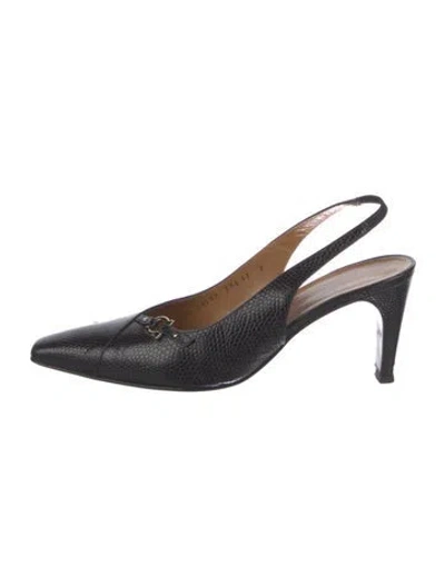 Pre-owned Ferragamo Patent Leather Slingback Pumps In Black