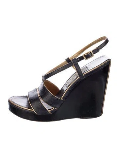 Pre-owned Ferragamo Patent Leather Slingback Sandals In Blue