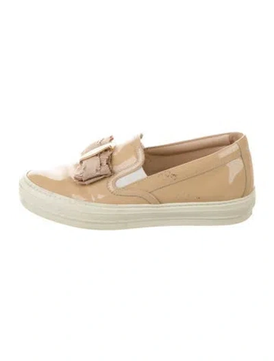 Pre-owned Ferragamo Patent Leather Sneakers In Neutral