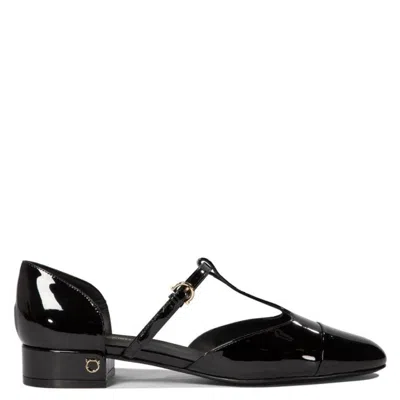 FERRAGAMO FERRAGAMO PATENT LEATHER T-STRAP BALLET SHOE