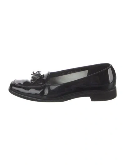 Pre-owned Ferragamo Patent Leather Tassel Accents Loafers In Black