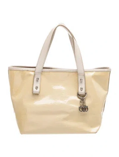 Pre-owned Ferragamo Patent Leather Top Handle Bag In Neutral