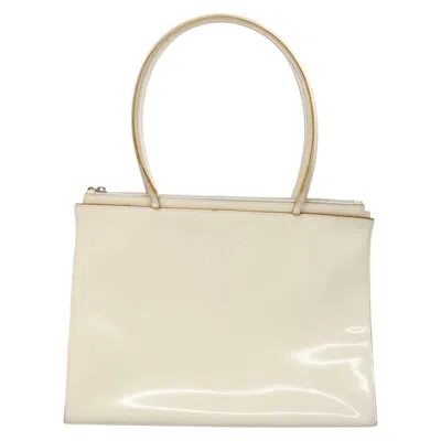 Pre-owned Ferragamo Patent Leather Tote Bag () In White