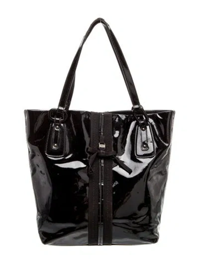 Pre-owned Ferragamo Patent Leather Tote In Black