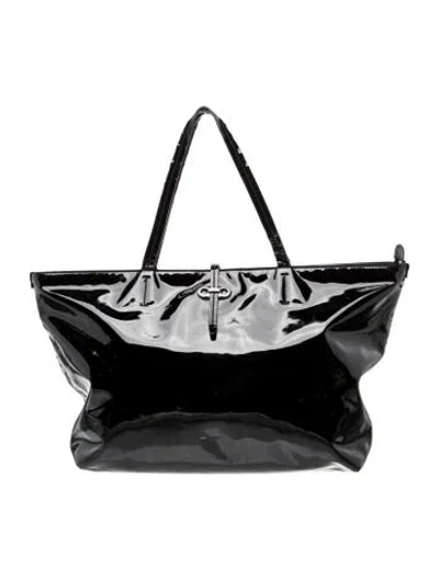 Pre-owned Ferragamo Patent Leather Tote In Black