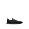 Ferragamo Patent Leather Trim Sneaker In Green