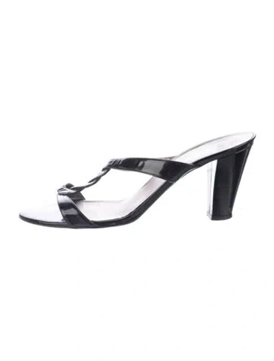 Pre-owned Ferragamo Patent Leather T-strap Sandals In Blue