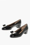 Ferragamo Vara Bow-embellished Patent-leather Pumps In Black