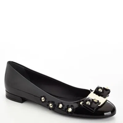 Ferragamo Patent Leather Varina Ballet Flats In Black