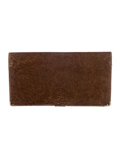 Pre-owned Ferragamo Patent Leather Wallet In Brown