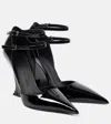 Ferragamo Patent Leather Wedges In Black