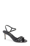 Ferragamo Patent Strappy Sandal In Black
