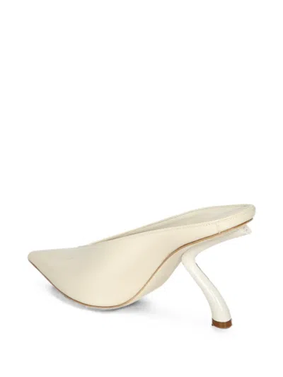 Ferragamo Patent-finish Pointed-toe Pumps In Neutral