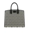 Ferragamo Pattern Printed Handbag In Black