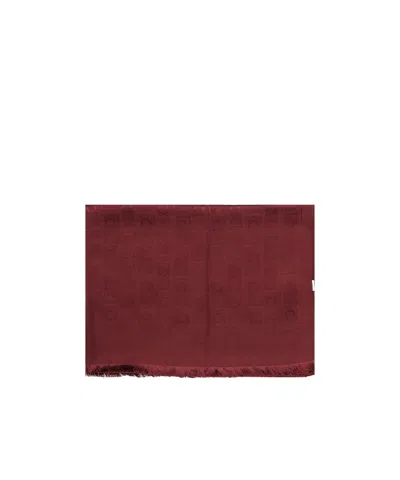 Ferragamo Monogram Stole In Burgundy