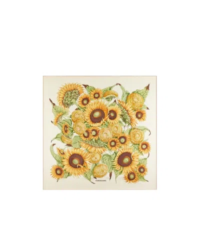 Ferragamo Pattern Silk Scarf In White