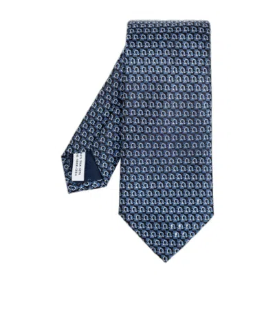 Ferragamo Pattern Tie In Navy