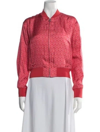 Pre-owned Ferragamo Patterned Bomber Jacket W/ Tags In Multicolor
