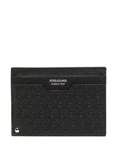 Ferragamo Patterned Cardholder In Black