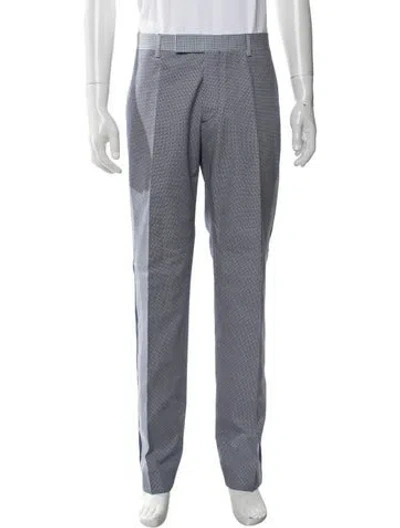 Pre-owned Ferragamo Patterned Dress Pants In Blue