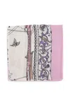 Ferragamo Pink Patterned Silk-wool Blend Scarf In Multi