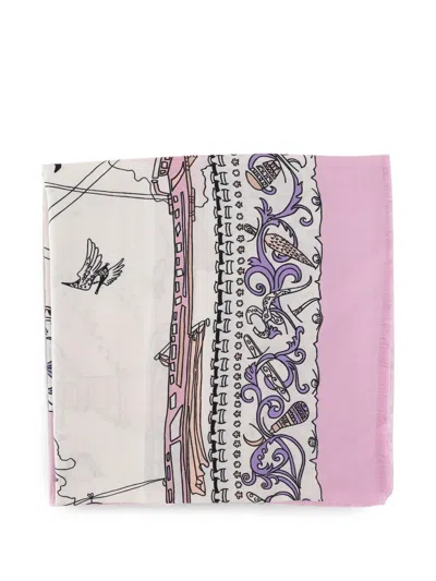 FERRAGAMO PATTERNED FRAYED SCARF
