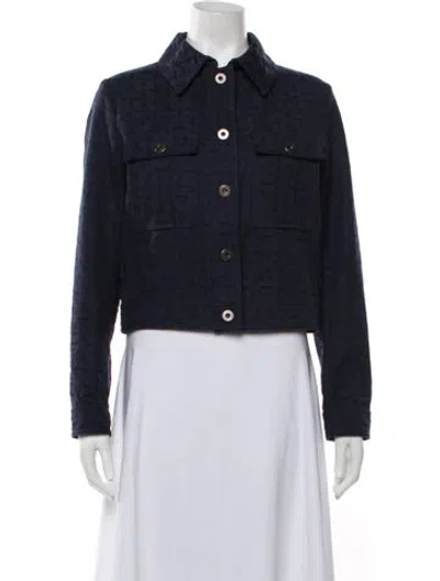 Pre-owned Ferragamo Patterned Jacket In Blue