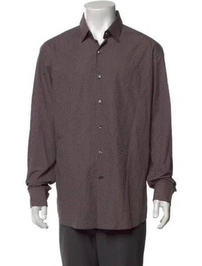 Pre-owned Ferragamo Patterned Long Sleeve Dress Shirt In Black