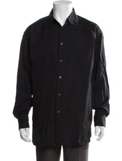 Pre-owned Ferragamo Patterned Long Sleeve Dress Shirt In Black