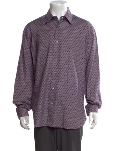 Pre-owned Ferragamo Patterned Long Sleeve Dress Shirt In Purple