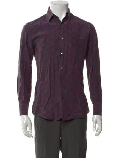 Pre-owned Ferragamo Patterned Long Sleeve Shirt In Blue