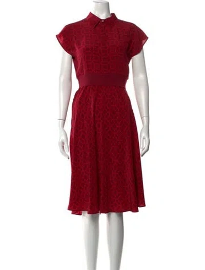 Pre-owned Ferragamo Patterned Midi Length Dress In Red