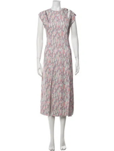 Pre-owned Ferragamo Patterned Midi Length Dress W/ Tags In Multicolor